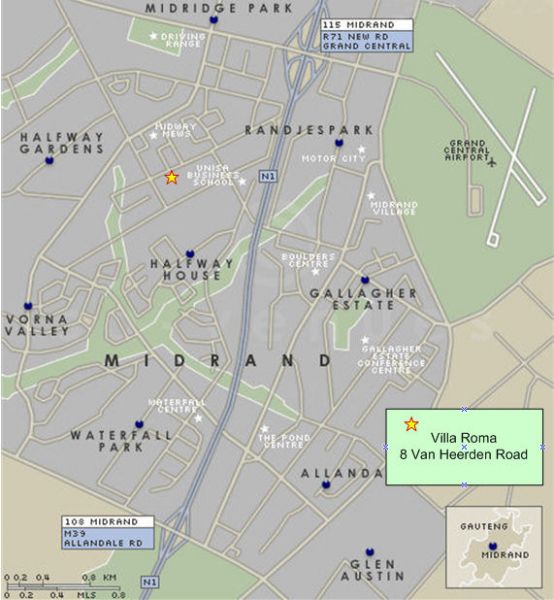 Map to Villa Roma from Major Highways